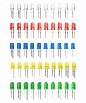 SYMFONIA 5mm LED Diodes, Round Head DIY Electronic Component, Low Voltage Diffused Diode for DIY PCB Circuit, Indicator Lights, Science Project Experiment (50 pieces, Multicolor)