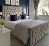 BED CR0FT LUXURY HILTON VELVET Upholstered BED frame-DOUBLE KING SUPERKING-MATTRESS OPTION AVAILABLE (Super King)