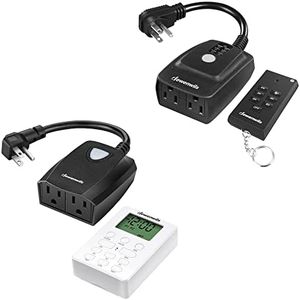 DEWENWILS Outdoor Light Sensor Timer Waterproof, Light Timer with Remote, 100ft Range