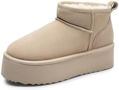 DREAM PAIRS Bottes de Neige pour Femmes Classiques Botte de Hiver Confortable et Chaud Mini-Bottes à Plateforme FuzzyClassic,Size 39,Sable,SDSB2427W