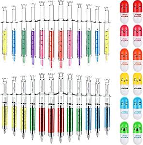 BBTO 36 Pieces Syringe Pens Bulk Pill Pens Syringe Highlighters Watercolor Needle Novelty Pen for Nurses, Nursing Student School Supplies Halloween Party Favors Birthdays Gifts Stocking Stuffers
