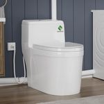 SUPERFLO One Piece Macerating Toilet System with Macerator Toilets Pump, 600W Compact Upflush Toilet for Basement - 3 Inlets for Rear Outlet Toilet Bowl, Sink & Shower