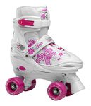 Roces Girls' Quaddy 3.0 Girl Adjustable Roller Skates, girls, Adjustable children's roller skates, 550095, White/Pink, 26/29