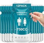 CHUCII Urine Bag,12 PCS 750ML Disposable Urinal Bag for Travel, Emergency Portable Pee Bag and Vomit Bags, Unisex Urinal Bag as Toilet Bag Suitable for Camping, Traffic Jams, Pregnant, Patient, Kids (12PCS)