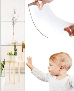 Lot de 4 Carreaux de Miroir Mural Pleine Longueur, 30,5 x 30,5 cm, Miroir de sécurité sans Verre, idéal pour la Salle de Jeux des bébés et des Enfants, Miroir de Porte, Miroir de Salle de Sport