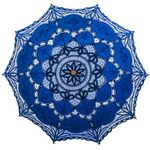 SQOIKOS Lace Parasol Umbrella Vintage Wedding Bridal Lace Umbrella for Decoration Photo Tea Party 32 Inch Adult Size (Royal Blue)