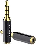 VENTION 2.5mm Female Jack to 3.5mm Male Jack, 3.5mm to 2.5mm Stereo Adapter Full Metal Earphone Audio Headphone Adapter Connector Converter Gold Plated for Microphone Headphones (2 Pack)