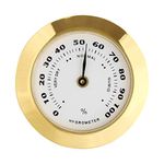 PLMN 38 mm round glass analogue hygrometer for humidors, for guitars, violins, cigar tobacco.