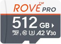 Rove PRO Micro SD Card microSDXC 512GB Memory Card with Full-Size SD Adapter 100MB/s Read Speed, C10, U3, V30, 4K, A2 for Dash Cam, Android Smart Phones, Tablets, Games