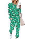 Ekouaer Christmas Family Pajamas Matching Sets Classic Xmas Clothes Soft Long Sleeve Sleepwear Womens Loungewear Set