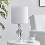 LeeZM Bedside Table Lamp for Living Room, Bedroom, Children Room Crystal Bedside Lamp Night Light Modern Bed Nightstand Lighting Reading Desk Lamps with White Weave Shade for Kids, Study, Office