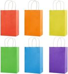 SUNCOLOR 24 Pieces 8" Rainbow Goodie Bags Small Gift Bags with Handle for Party Favor Bags (Rainbow)