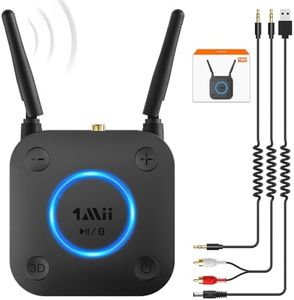 1Mii Receptor Bluetooth 5.1 HiFi, Adaptador Audio Bluetooth Control Volumen, Salida Óptica AUX 3.5mm, Coaxial, 3D Surround con aptX LL de Baja Latencia para Altavoces, Estéreo Hogar, Largo Alcance