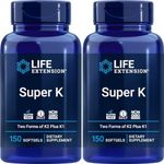 Life Extension Super K, 150 Softgels (Pack of 2) with Vitamin K1 and K2 Supplement