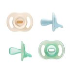 Tommee Tippee Stay Put Pacifier Set, Contains 2 Ultra-Light StayPut Glow in the Dark Pacifiers and 2 Ultra-Light StayPut Pacifiers, 0-6 Months, Colors May Vary, One-Piece Silicone Design, Pack of 4