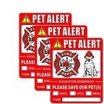 Front Self Adhesive Vinyl Outdoor/Indoor (3 Pack) 127mm X 102mm Home Business Vehicle PET ALERT Safety Warning Window Door Sticker Decals, In Case of Fire Or Emergency Notify Rescue Personnel to Save Dog Cat Bird Animals