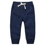 CuteOn Unisex Kids Elastic Waist Cotton Warm Trousers Baby Pants Bottoms Dark Blue 2Years