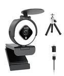 Spedal 1080P Webcam, 60FPS Computer Camera with Microphone and Ring Light, HD Web Cam for Desktop PC Laptop,Autofocus Streaming Camera for Gaming Online Learning Google Meet