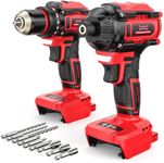 DIYtoolifz Cordless Drill and Impact Driver Set Compatible with Milwaukee 18V Battery (Bare Tool), Brushless Power Tool Combo Kit with Bits, Compact & Portable Driver Drill for Home DIY, Woodworking