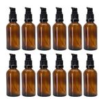 nsb herbals 50 ML Amber Round Empty Glass Bottle With Lotion Pump & Black Cap For Essential Oils, Blends, Skin Care, Cosmetics, Multipurpose Bottle (Pack Of 12)