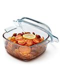 NUTRIUPS 1.5L 16cm Glass Casserole Dish with Lid Square Casserole Dish Glass Oven Bakeware Microwave Safe Dish with Lid Small Casserole Dish