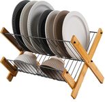 Dratal 2-Tier Space-Saving Collapsible Dish Rack – Wooden Frame Dish Drainer, Foldable & Portable Dish Drying Solution(26 X 33 X 38 Cm)