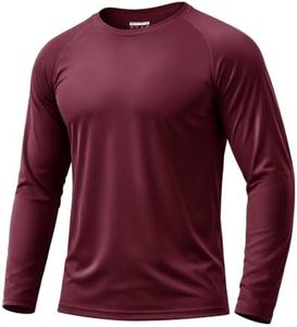 Boladeci Fishing Shirts for Men Sun Protection UV Shirts Long Sleeve Summer Clothing Workout Shirts for Men Swim Mens Shirt Tee Shirts Rash Guard Wine Red Uv Swim Shirt SPF Long Sleeve Shirt
