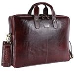 HAMMONDS FLYCATCHER Genuine Leather Office Bag for Men - 15.6 Inch Laptop Bag for Men, Professional Leather Bag for Men - Adjustable Straps and Multiple Compartments - 1 Year Warranty - Croc Brown