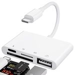 SD TF Card Reader Adapter for iPhone/iPad,SD Card Reader for iPhone,4 in 1 USB Female OTG Adapter,Sd Card Adapter with Fast Charging Port.Compatible for iPhone/iPad,Support Newest iOS System.