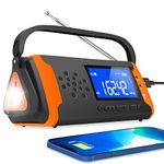 Emergency Crank Weather Radio 4000mAh - Portable Solar Powered with Hand Crank, AM/FM/NOAA Weather Alert Radio, USB Cell Phone Charger, Aux Music Play, SOS Alarm, LED Flashlight for Hurricanes