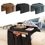 DZOZO Sofa Chair Couch Armrest Organizer Remote Control Holder Caddy Handset Holder Armchair Storage Bag with Cup Holder for Tablet, Phone, Pad, Book, Magazines, 6 Pockets