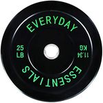 Signature Fitness 2" Olympic Bumper Plate Weight Plates with Steel Hub, 25LB, Single, Black