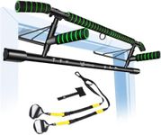 HAKENO Pull Up Bar Doorway Fitness Chin-Up Bar Frame for Home Gym Exercise with Shortened Handle Bar & Professional Training Straps Set…