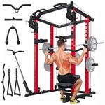 U-MAX Power Squat Rack Cage, 2000lbs Weight Cable Machine with LAT Pulldown for Home Gym, All in One Strength Training Power Cages with Pulley Workout System, Squat Rack Equipment