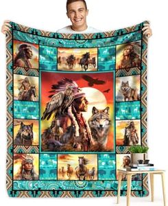 Native American Indian Blankets American Indian Flannel Blanket Southwest Throw Blanket Super Soft Cozy Plush Native American Cacique Blankets for Couch Bed Travelling Camping Gift 50"x60"