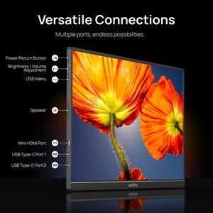 ARZOPA 16" 2.5K Portable Monitor – QHD HDR USB-C HDMI, IPS Eye Care