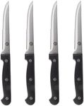 MasterChef Steak Knives Set of 4, Hand Sharpened, Serrated Stainless Steel Blades measure 11cm (4.5in) with Traditional Black Triple Riveted Comfort Grip Handles, Dishwasher Safe 4pc Steak Knife Set