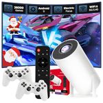 XIXIMENG P30 MAX Mini Projector 36000+ Games 14 Emulators,Game Projector with Controllers,Android 11,H713 Chip Portable Projectors with WiFi & Bluetooth,Auto Focus Keystone,180° Rotation (Red Box)