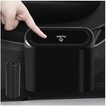 Kewucn Mini Car Trash Can Bin with Lid, Portable Auto Garbage Can with 15 PCS Trash Bags, Universal Hanging Leakproof Vehicle Organizer Storage for Car, Office, Bedroom, Home (Black)