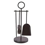 4pc Black Midhurst Fireside Companion Set - Indoor Fireplace Wood Burner Accessories Tools Metal Iron Poker Brush Shovel - by Hammer & Tongs