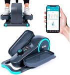 Cubii GO Aqua - Compact Whisper Quiet Under Desk Elliptical with LCD Monitor, Adjustable Resistance, Portable Design with Telescopic Handle & Wheels