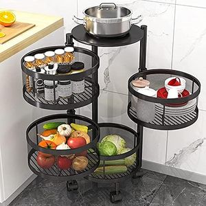 HaTur Redonda Cesta de Frutas de Cocina Estante de Almacenamiento de Cocina Multicapa Rodante Cesta Hueca Mantenga Las Frutas Y Verduras (4 Capas)