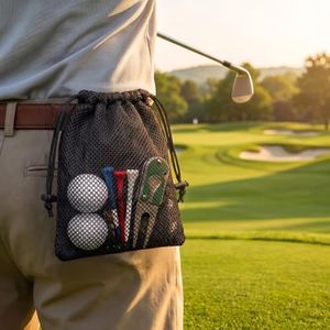 Golf Ball Mesh Pouch: Convertible Waist & Crossbody Sling Bag for Golfers