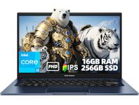 ASUS Vivobook 14" FHD IPS Laptop for Student and Home Office Use, Intel Core i3-1215U, 16GB DDR4 RAM, 256GB SSD, Windows 11 S Mode, Bluetooth 5.2, Lightweight Design, Quiet Typing, Quiet Blue