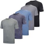 fovdtaa 5 Pack Mens Short Sleeve Crew Neck Gym T Shirt Workout Running Tops Mens Breathable Athletic Shirts Short Sleeve Sport Tops Black Grey Blue Navy Green M