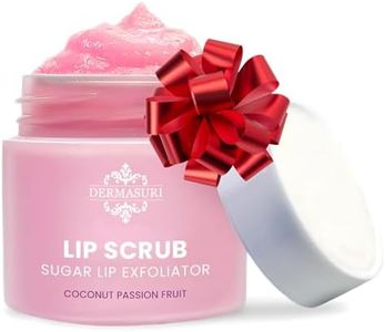 Dermasuri Lip Scrub Exfoliator - Sugar Scrubber & Moisturizer - Overnight Hydration - Brighten & Soften Dry & Dark Lips - For Men & Women