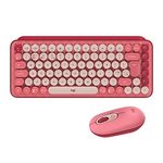 Logitech POP Wireless Mouse and Keyboard Combo - Customisable Emojis, SilentTouch, Precision/Speed Scroll, Compact Design, Bluetooth, USB, Multi-Device, OS Compatible, UK QWERTY - Heartbreaker