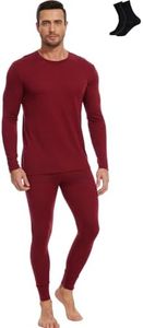 MERINNOVATION Merino Wool Base Layer Set for Men 100% Merino Wool Thermal Underwear Long Sleeve and Bottom Red 165 XXL