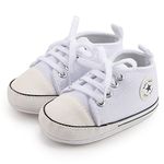 Baby Boy Girls Sneakers Canvas Shoes Prewalkers First-walk Shoes 12-18 Months White