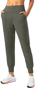 Soothfeel Women's Joggers with Zipper Pockets High Waisted Athletic Workout Yoga Pants Joggers for Women Tall (Army Green, XXL)
